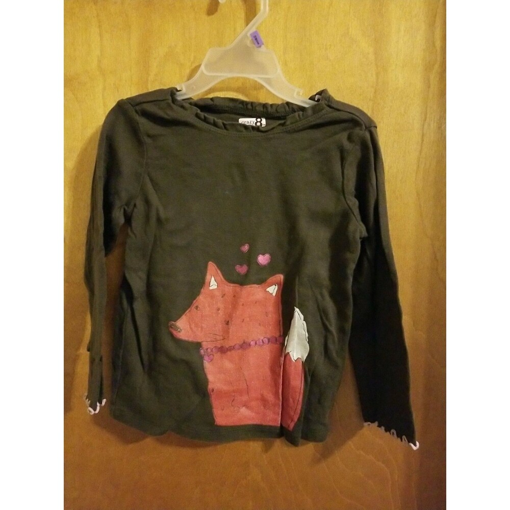 Girl's Crazy8 4 years brown long sleeve shirt dog